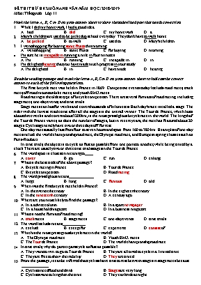 Đề thi thử học kỳ II môn Tiếng Anh Lớp 11 - Năm học 2018-2019 (Kèm đáp án)